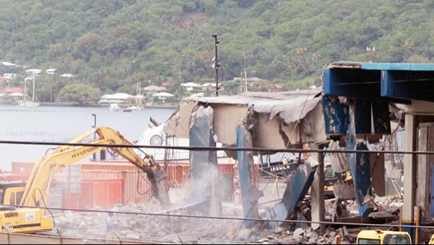 Demolition and clearance of the old Port Administration building continues. Demolition of Port Admin building