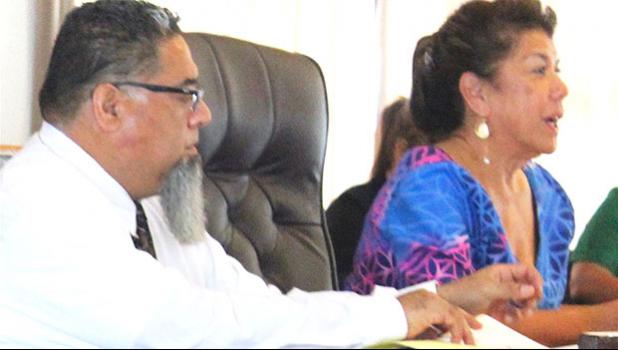 Port Administration Department deputy director, Chris King (left) and Port director Taimalelagi Dr. Claire Poumele
