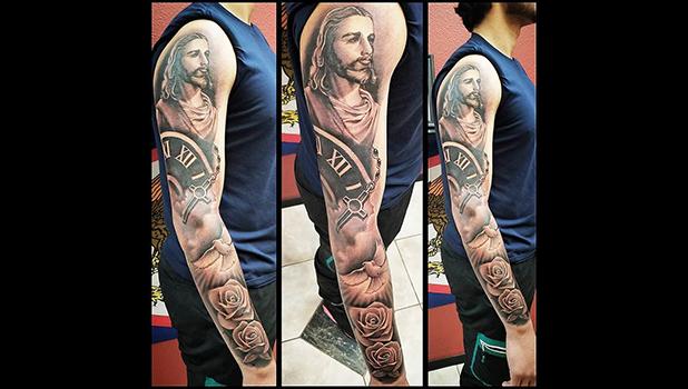 A full arm tattoo 