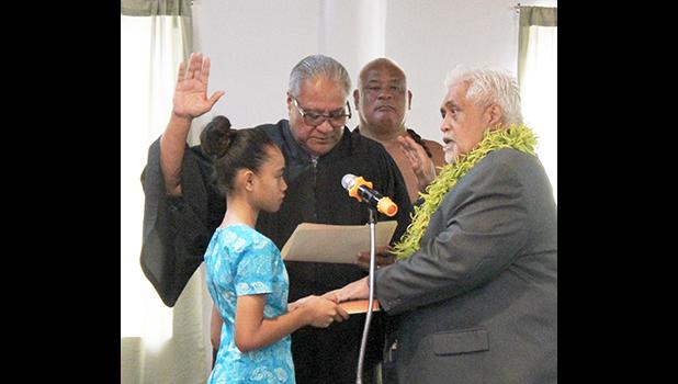 POUMELE BEING SWORN IN