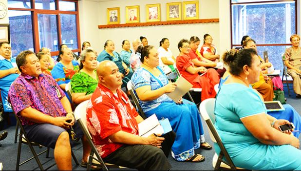 Public school principals on Tutuila during a Monday meeting with newly confirmed Education director Dr. Ruth Matagi-Tofiga.  [photo: ASDOE]