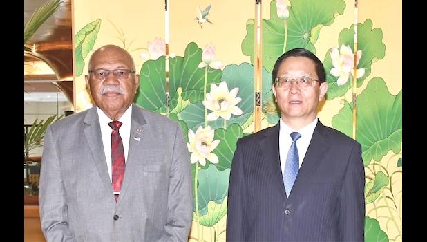 Fiji Prime Minister Rabuka and China’s Wang Yubo
