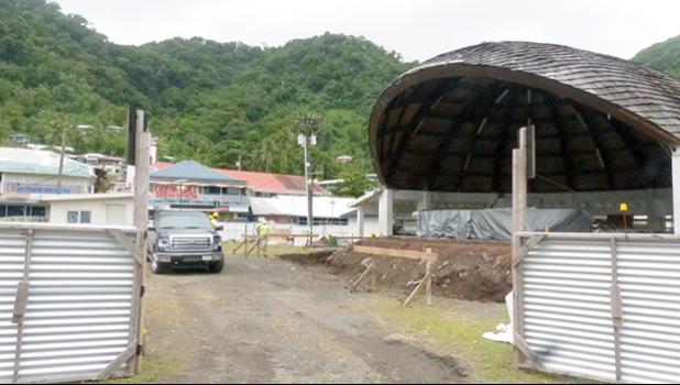 Construction and repairs going on at the Fagatogo Pavillion