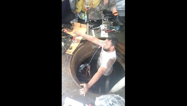 ASPA employee completing the repairs