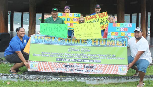 Local members of the group Tagata Tutu Faatasi Alliance of American Samoa