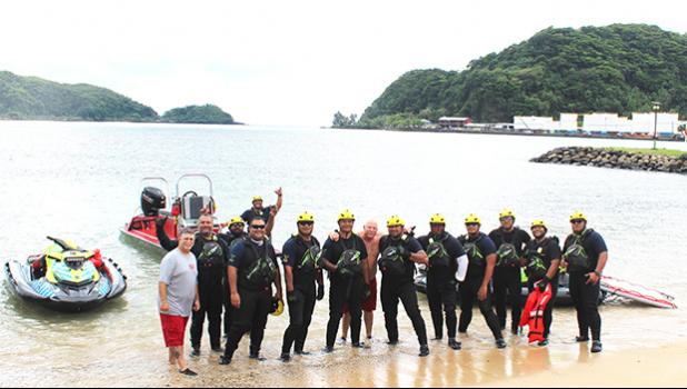 Pago Pago International Airport’s Aircraft Rescue and Fire Fighters (ARFF) crew at Utulei Beach on Tuesday, Dec. 17.
