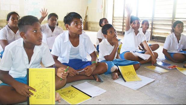 Children in a classroom.