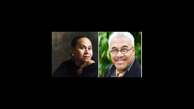 (left) Mavis Chloe Rivers (right) and her son, Grammy award winner La’auli Matt Catingub