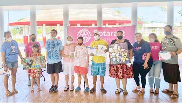 Art Contest winners with their work