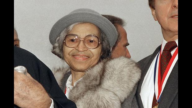 This Oct. 28, 1986, file photo shows Rosa Parks at Ellis Island