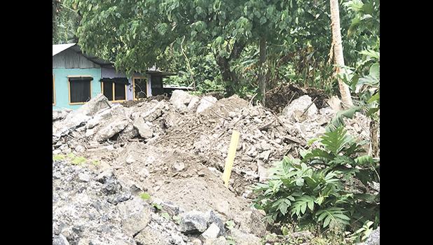 Dumped construction material