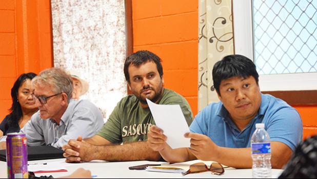 President of the Sailing Association of American Samoa Inc (SAASI), Genhall Manu'a Chen and other association members. 