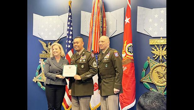 Salanoa with Christine Wormuth and Maj. Gen. Johnny Davis