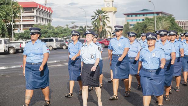 S.P.W.A.N members march to commemorate International Women’s Day. [Samoa Observer]