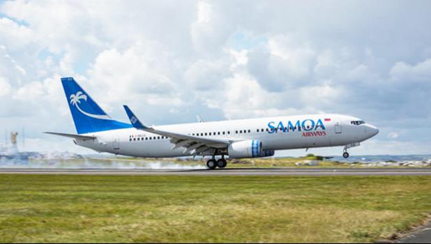 Samoa Airways jet on runway
