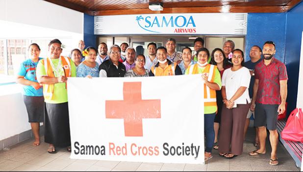 Samoa Air employees answering the call for blood last Friday 