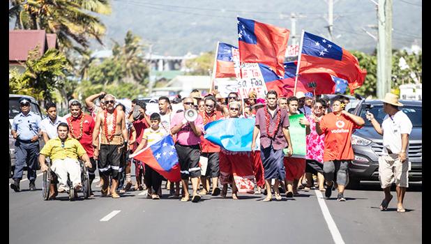 Demonstrators in Apia this week