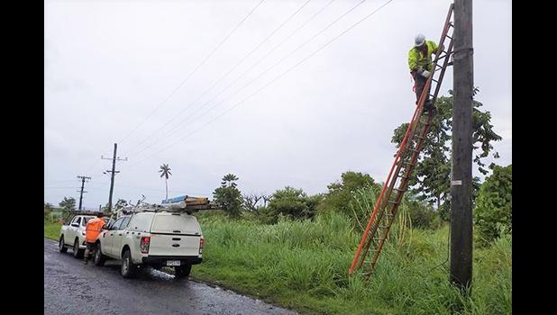 Linesmen repair damage caused