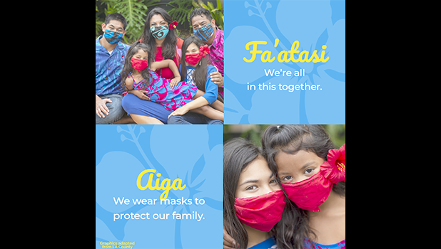 Faatasi, aiga with photos of people in masks