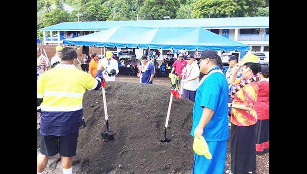 Gov. Lolo Matalasi Moliga, along with other ASG officials turning a shovel full of dirt.