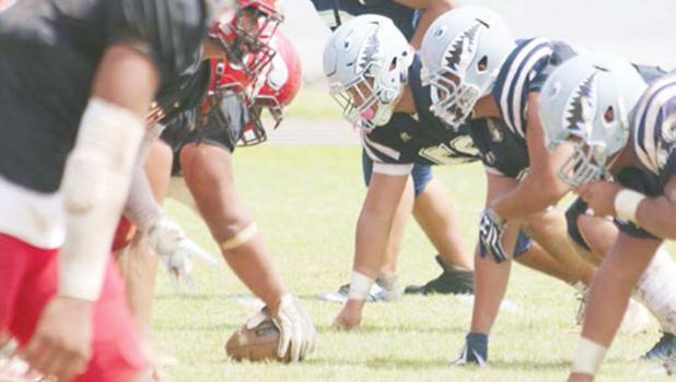 Samoana defense lining up against the Fagaitua offense