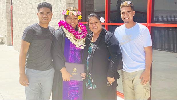 Saoimoana Fagaima with her mother and brothers
