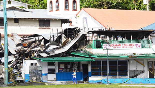 Burned out second story of Scanlan building