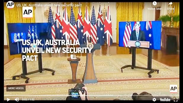 Video of ceremonial announcement of AUKUS