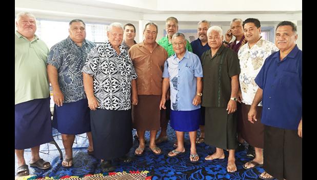 Traditional leaders of Fagatogo, Utulei and Fagaalu last Friday afternoon following a meeting to select its next senator. The leaders selected Fano Mitch Shimasaki (middle in brown).  [photo: AF]]