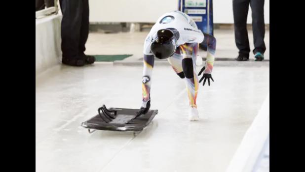 Skeleton racer mounting sled