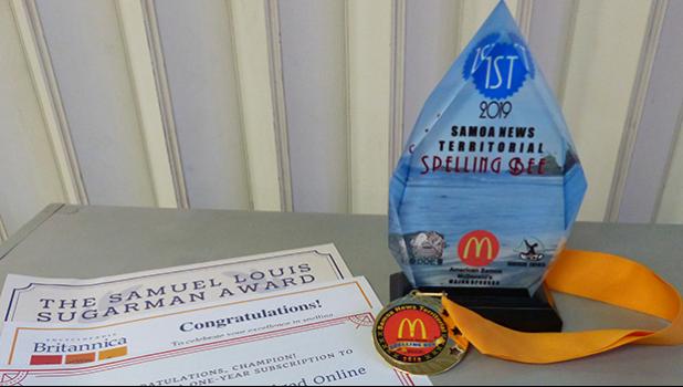 First place trophy for 2019 Samoa News Territorial Spelling Bee