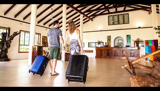 Hotel operators acknowledged that demand during weekends and public holidays and the domestic market continues to be strong. (photo STA) Two visitors arriving in Samoa