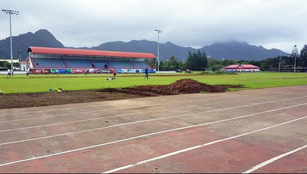 Photo of field conditions at Veterans Memorial Stadium