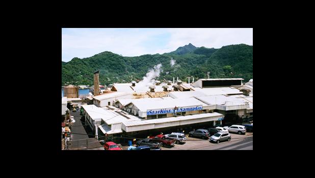 Aerial view of Starkist canning plant in American Samoa