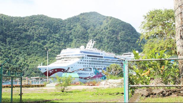Norwegian Jewel entering the fuel dock at the Port of Pago Pago