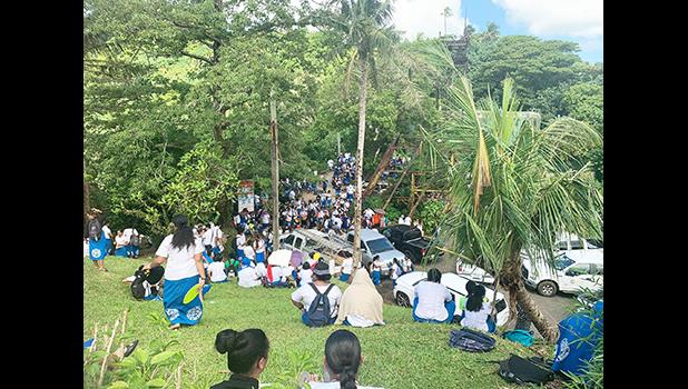 Students at the old tramway site.