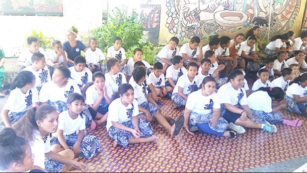 Seventy local kids participated in this year's Children's Cultural Maintenance Summer Program, held at the Jean P. Haydon Museum and hosted by the American Samoa Council on Arts and Humanities. Last Friday, the program closed yet another chapter in its 30+ year history. See story for full details.  [photo: Blue Chen-Fruean]