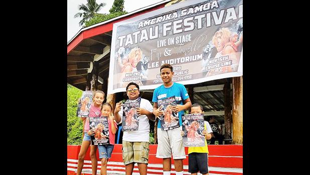 A group of youngsters who gathered at the fale Samoa in front of CBT this past Saturday to help promote the Amerika Samoa Tatau Festival
