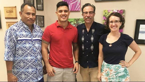 (l-r) Chris Ausage of ASHPO, Joseph Iosefa of Off Da Rock Tattoos, Dr. Christopher Lynn, and Dr. Michaela Howells are teaming up to get local volunteers to participate in a study that could show a link between tattooing and a strong immune system. See story for full details.  [photo: BC]