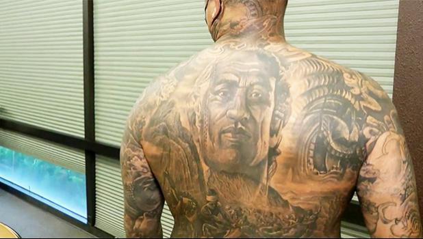 “Battle of Nuuanu,” a painting by the late Herb Kane model for tattoo