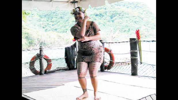 The 13th Annual Tisa’s Tattoo Festival ended Sunday, Oct. 29 with the usual awards ceremony. Pictured is former Miss American Samoa, Antonina Lilomaiava, who won the award for Best Malu this year. Congratulations to Tufuga Li'aifaiva Imo Levi of Apia, Samoa. Samoa News has been a core sponsor of Tisa’s Tattoo Festival since its inception, and once again welcomed this year’s festival participants. [courtesy photo] 