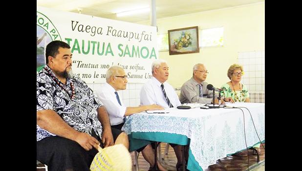 Executive members of the Tautua Samoa Party with party president, Luagalau Dr Woods Salele