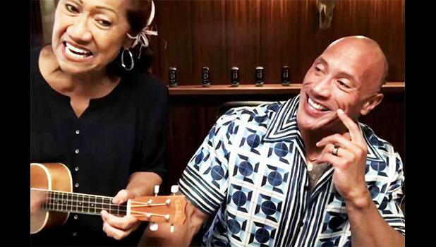 The Rock with his mom, Ata Johnson
