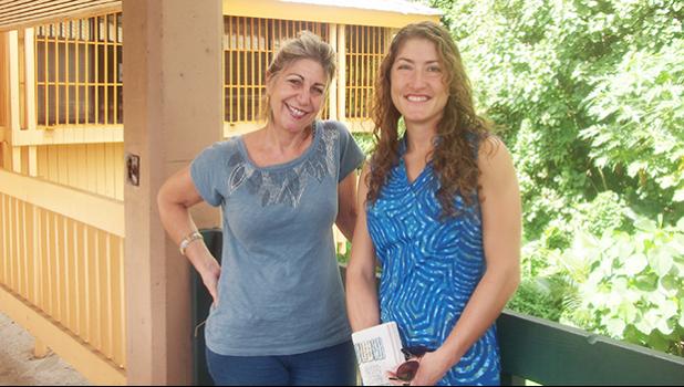 NASA astronaut Christina Koch with Teri Hunkin at Samoa News in 2013