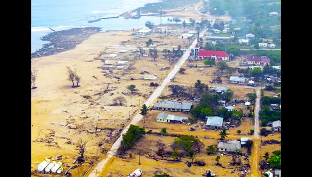 Catastrophes like this year’s volcano and tsunami in Tonga can accelerate migration. Royal Australian Navy, Christopher Szumlanski/AP Tonga volcano damage on Nuku'alofa