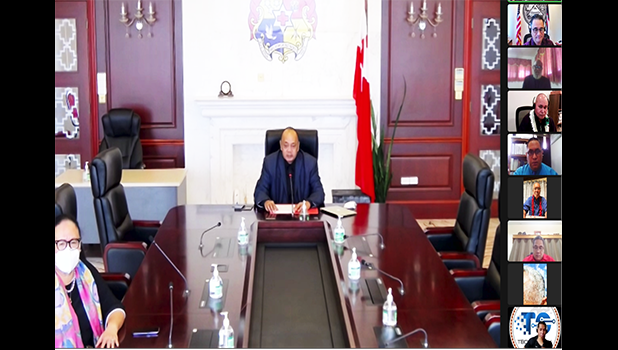 In attendance over zoom were Tonga’s Prime Minister Hu’akavameiliku Siaosi Sovaleni, Deputy Prime Minister Poasi Tei, Minister for Finance Tatafu Moeaki, members of the ASG cabinet, and Reverend Tevita Paea, president of the Tongan Community in American Samoa