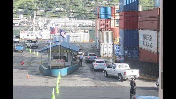 Traffic from the west heading east towards Fagatogo last Friday morning diverted through the main dock 