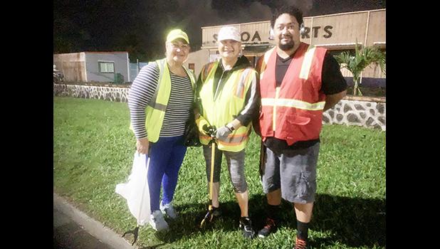  (L-R) Mrs. Tuu Vai (far left), her sister Mrs. Lise Tauiliili (middle) and American Samoa Power Authority engineer Andre Milford 