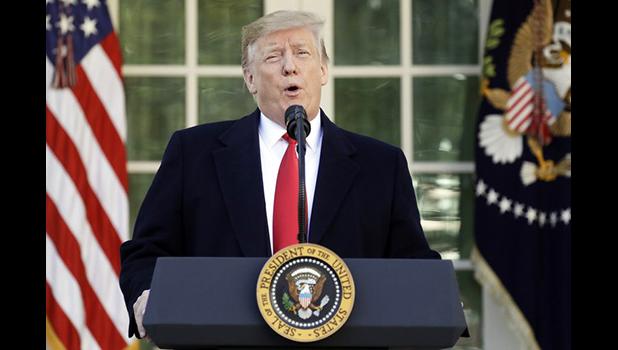 President Donald Trump speaks in the Rose Garden of the White House, Friday, Jan 25, 2019, in Washington. (AP Photo/Evan Vucci) President Donald Trump speaks in the Rose Garden of the White House, Friday, Jan 25, 2019, in Washington
