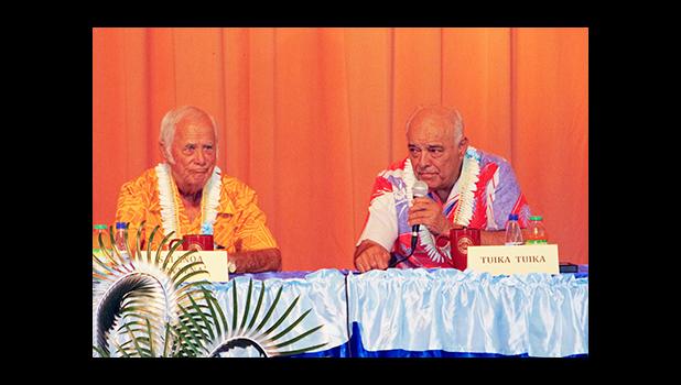 Gubernatorial team Tuika Tuika and Salanoa Iuni Maeva Saveena during this past Monday’s Gubernatorial Forum on Disability issues. [photo: TG]